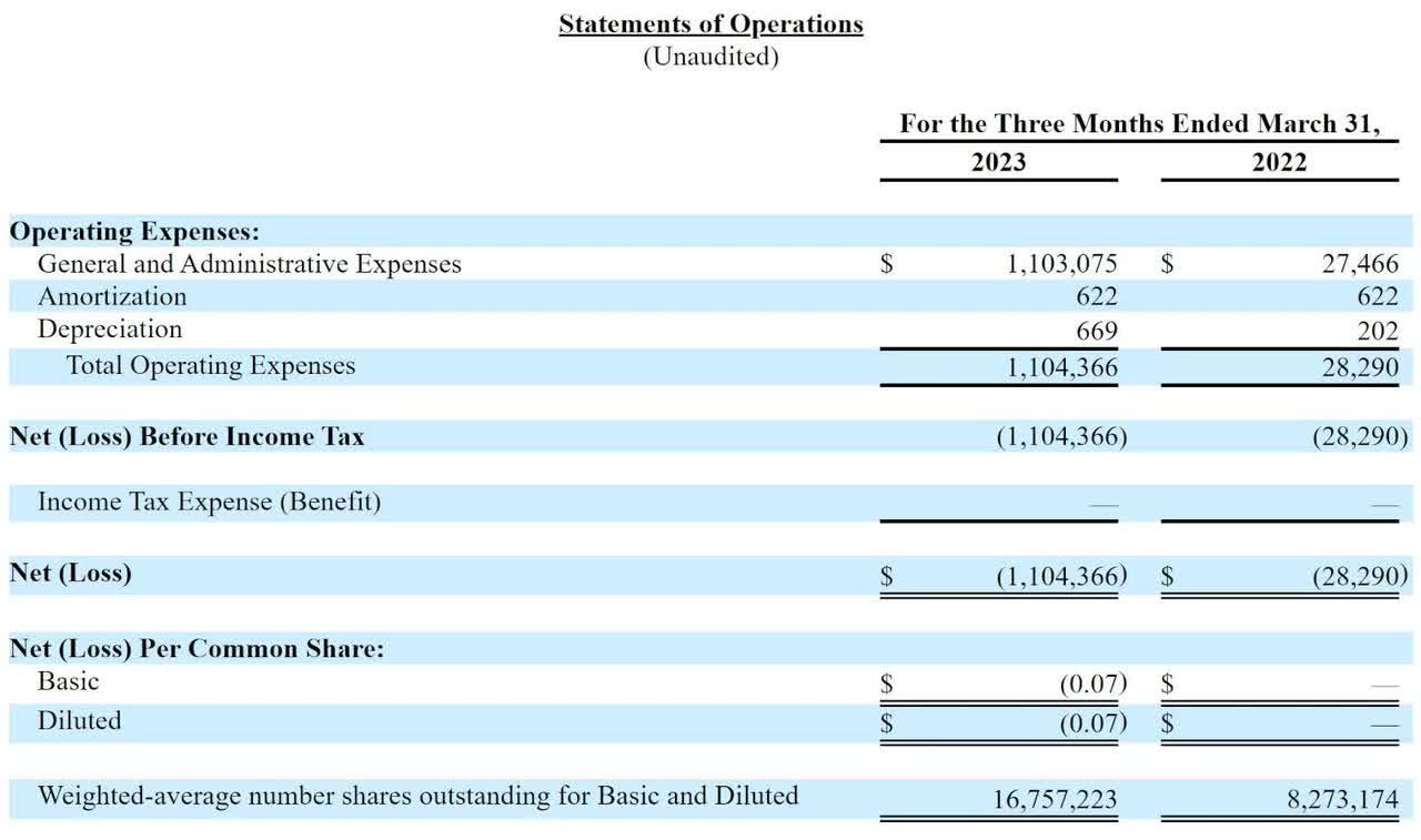 Statement Of Operations