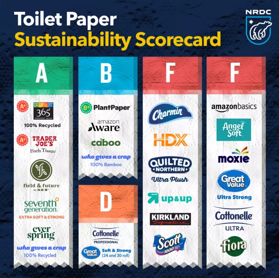 This graphic features a limited selection of the brands reviewed in “The Issue with Tissue” Fifth Edition scorecard. Image Credit: NDRC 