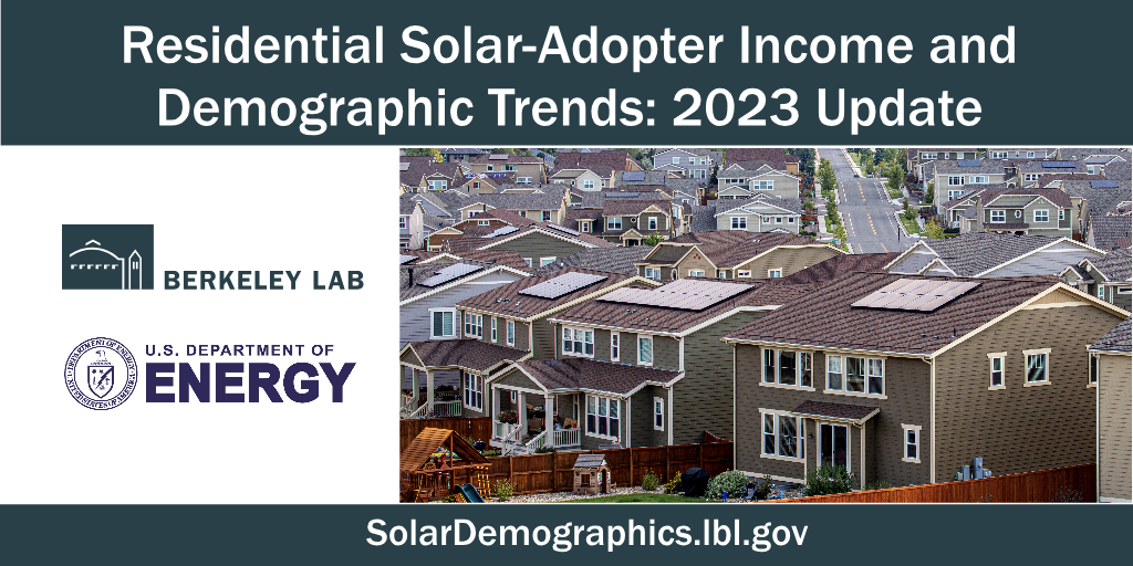 New Berkeley Lab report on solar-adopter income and demographic trends