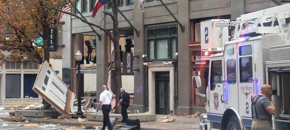 An explosion blew out the ground floor of the Sandman Signature Hotel in downtown Fort Worth on Monday afternoon, Jan. 8, 2024. At least 11 people were injured.