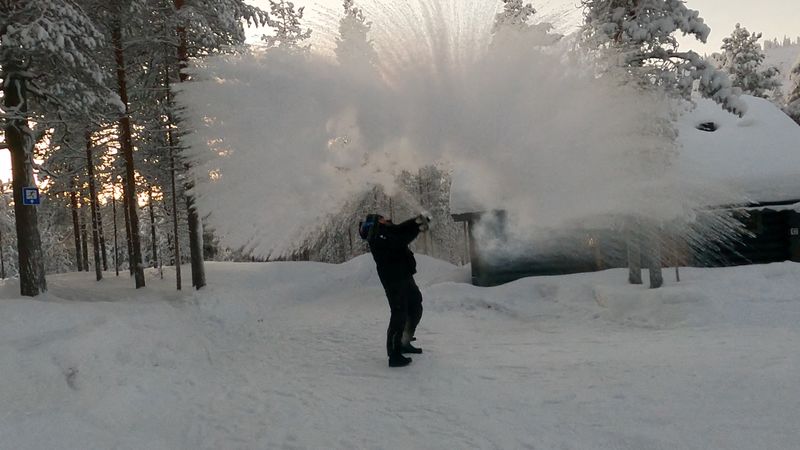 Finland's extreme cold freezes even boiling water thrown in the air