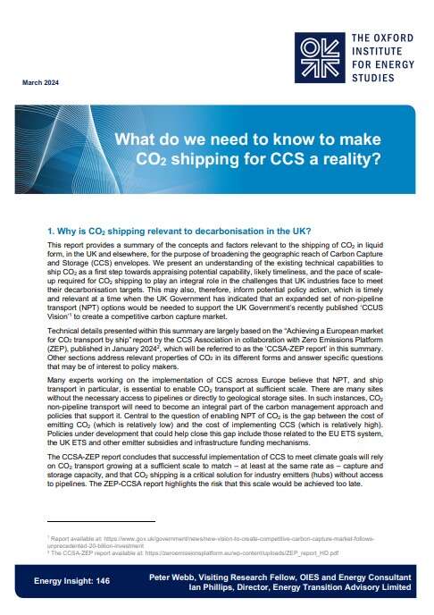 What we need to know to make Co2 Shipping for CCS  a reality?