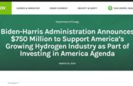 US | Administration Announces $750 Million to Support America’s Growing Hydrogen Industry