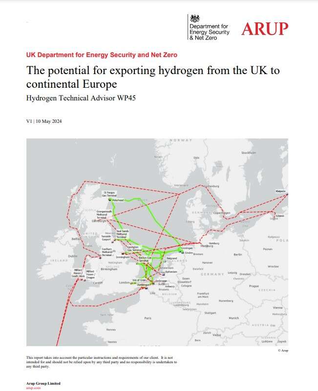 The potential for exporting hydrogen from the UK to  continental Europe
