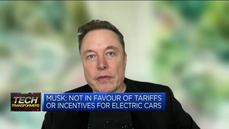 Tesla CEO Elon Musk says he favors 'no tariffs' on Chinese EVs