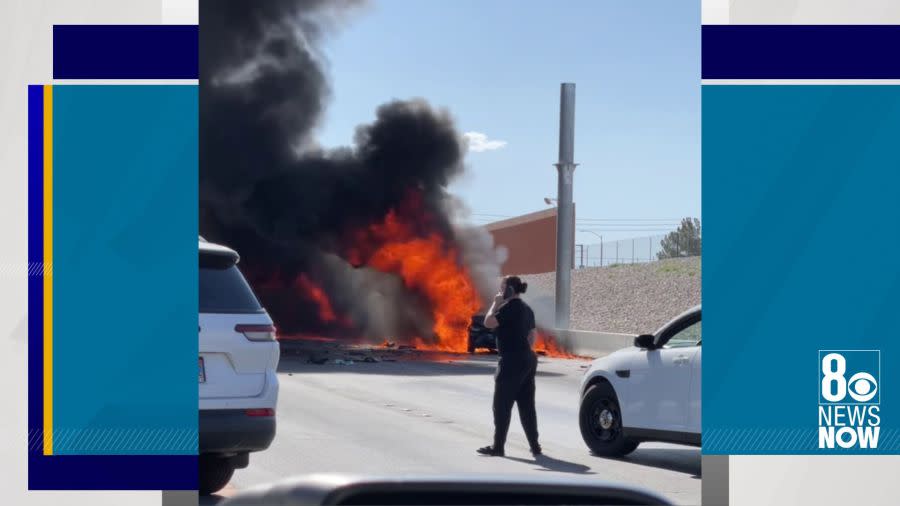 Las Vegas man jumps into fiery wrong-way crash to save driver