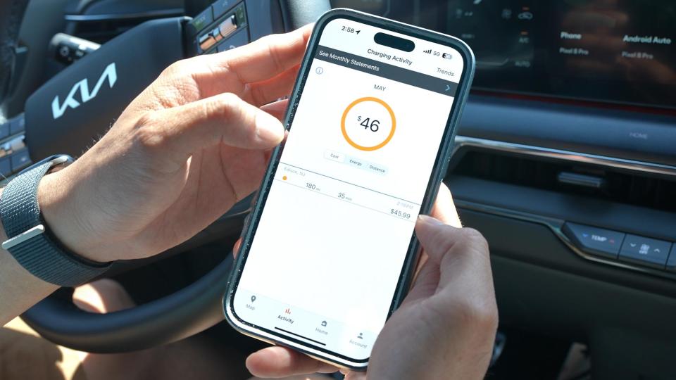 ChargePoint app on iPhone showing how much it costs to charge Kia EV9.