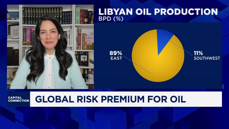 U.S. crude oil slips below $77 per barrel after surging on Libya production halt