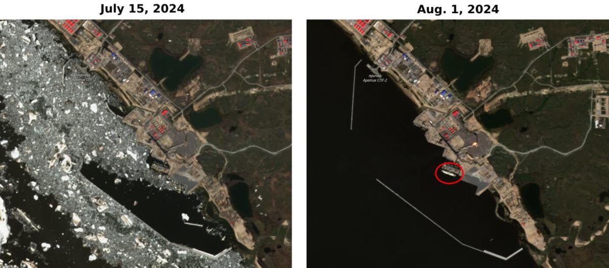 Satellite Images Show LNG Ship at Sanctioned Russian Plant