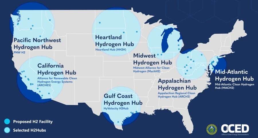 Three US Hydrogen Hubs Gain First Tranche of DOE Funding Millions