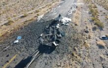 Fiery semi-truck crash involving lithium batteries closes US 95 northwest of Las Vegas