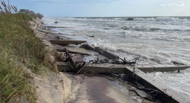 North Carolina beach erosion exposes old military site, forces closure due to petroleum odors