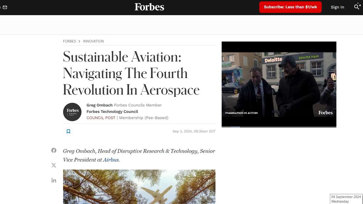 Sustainable Aviation: Navigating The Fourth Revolution In Aerospace | Forbes