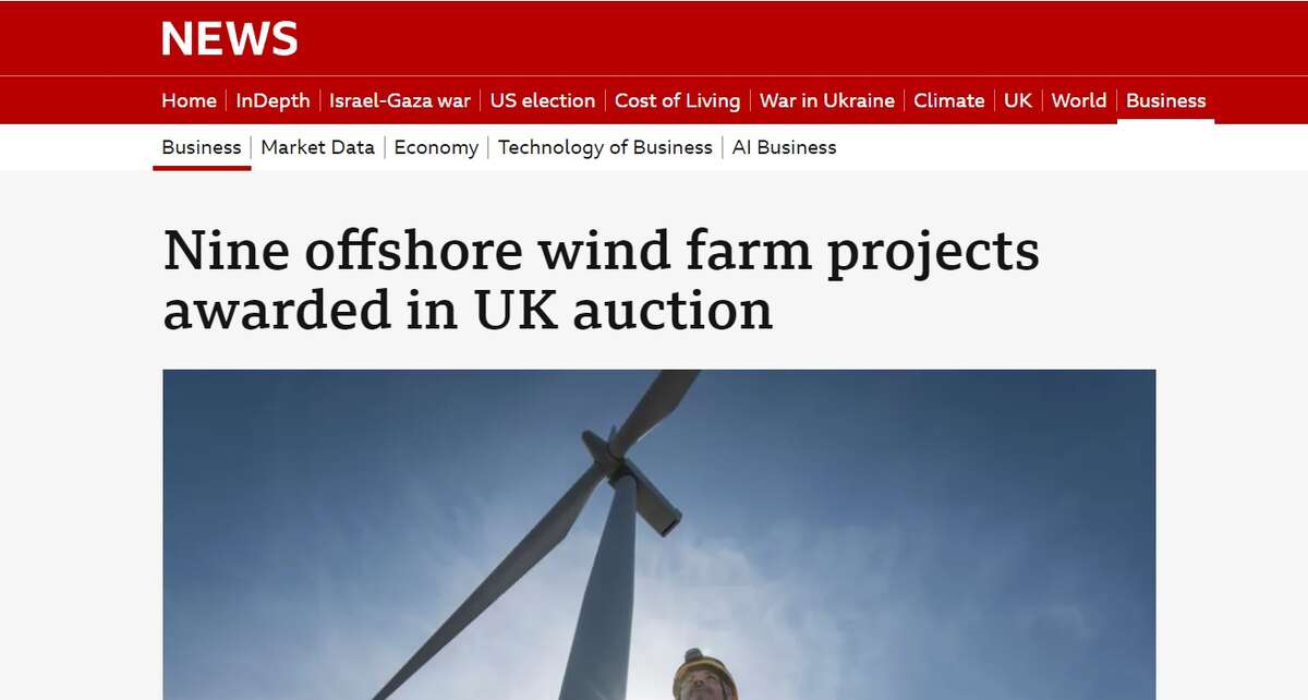 Nine offshore wind farm projects awarded in UK auction