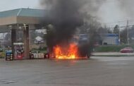 ‘Pretty intense;’ Video shows fire engulf truck at Kroger gas station