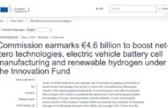 EU Hydrogen Bank  | Commission earmarks €4.6 billion to boost net-zero technologies renewable hydrogen under the Innovation Fund