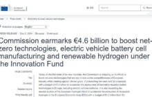 EU Hydrogen Bank  | Commission earmarks €4.6 billion to boost net-zero technologies renewable hydrogen under the Innovation Fund