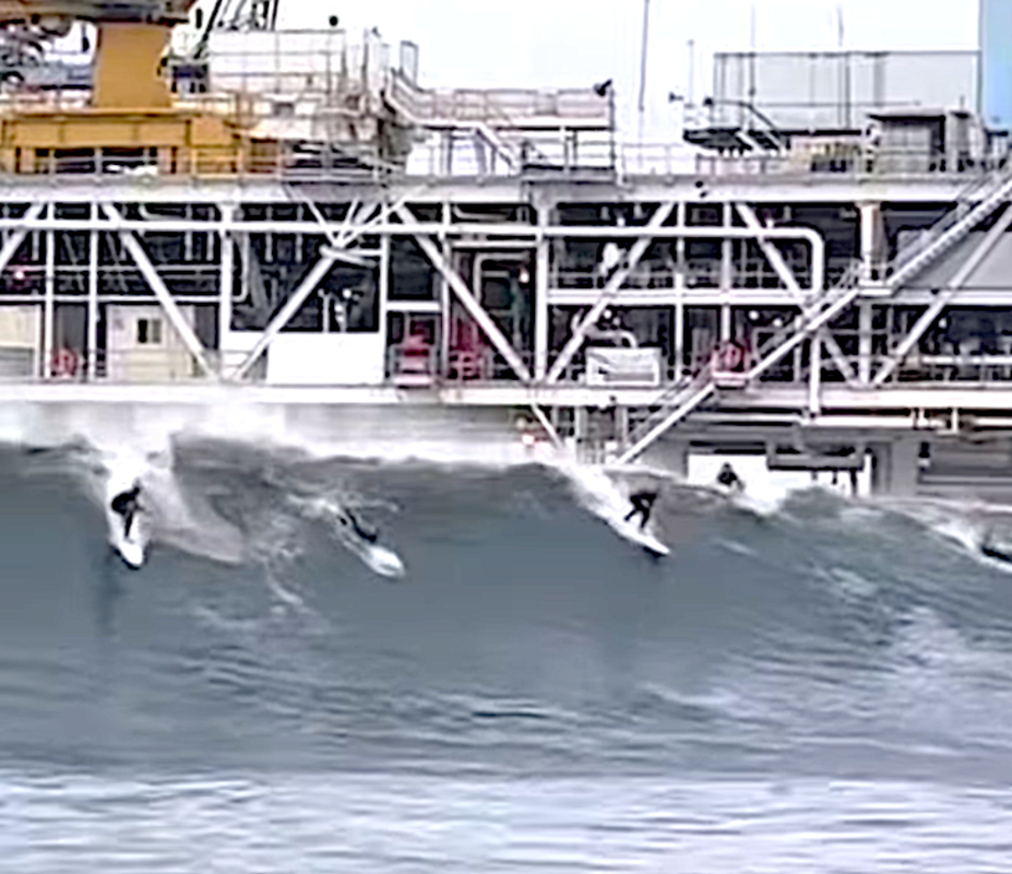 Massive Waves Break at Offshore SoCal Oil Rig (Watch)