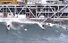 Massive Waves Break at Offshore SoCal Oil Rig (Watch)