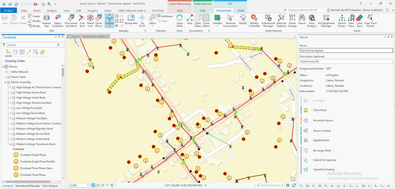 ArcGIS Pro screenshot showing Network Management updates.