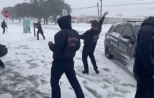 Houston Police and Fire Department Duke It Out in Snowball Fight