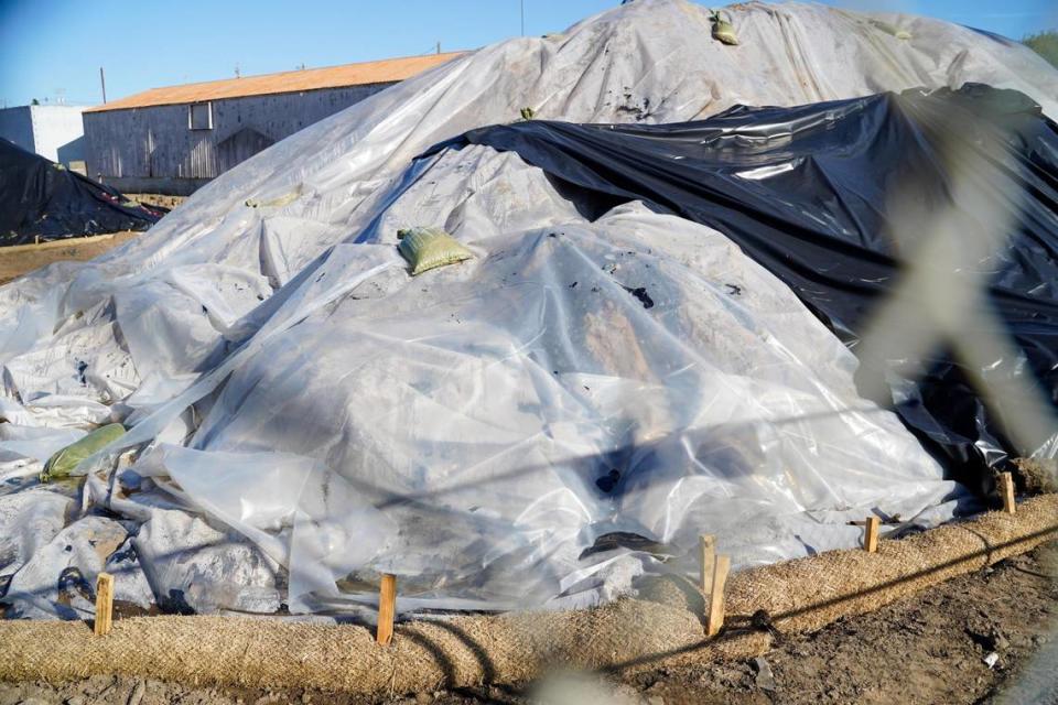 Construction work on a new mixed-use condominium and commercial space development at the former site of B.J.’s ATV Rentals at 197 West Grand Ave. in Grover Beach unearthed an oily substance that residents nearby could smell, pictured Tuesday, Dec. 31, 2024. Grover Beach community development director Megan Martin said the contaminated soil was expected in the building process, and will be removed by Friday, Jan. 10, 2025.