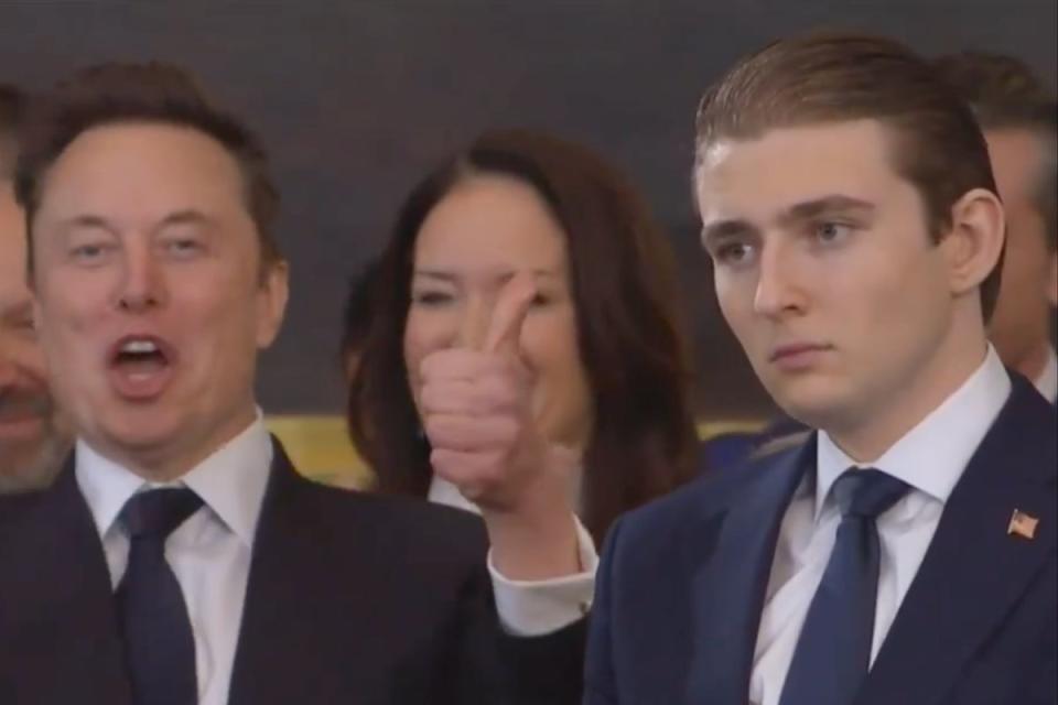 Elon Musk and Barron Trump’s ‘very different energy’ mocked  as pair sit next to each other at inauguration