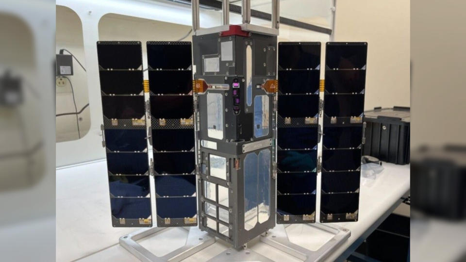 A photo of the CIBRE CubeSat before it was launched into space