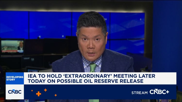 IEA countries to meet later Tuesday on release of oil reserves, but no decision made yet