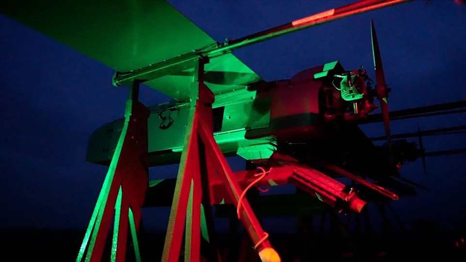 Ukraine's long range drone is prepared before take off