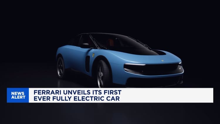 Ferrari shares fall 6% after luxury carmaker launches first fully electric vehicle