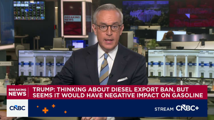 Trump 'thinking about' diesel export ban, but says it could have 'negative impact' on gasoline